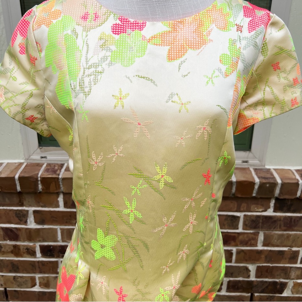 Sara Campbell Floral Dress - Cream, Pink, Green